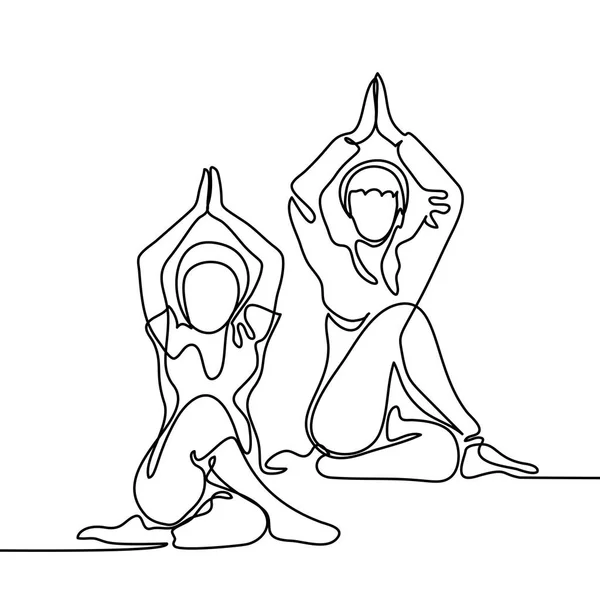 Dos mujeres haciendo ejercicio en pose de yoga — Archivo Imágenes Vectoriales