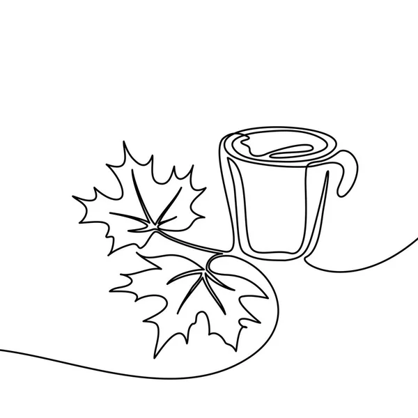 Xícara de café e folhas de bordo —  Vetores de Stock