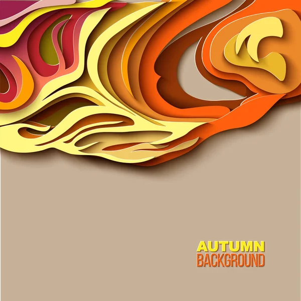 Autumn tree. Abstract paper cut design — Stock Vector
