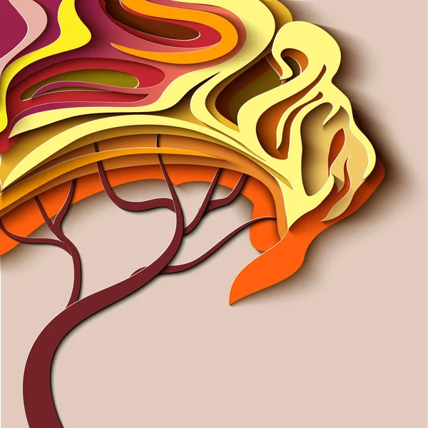 Árbol de otoño. Diseño abstracto de corte de papel — Archivo Imágenes Vectoriales