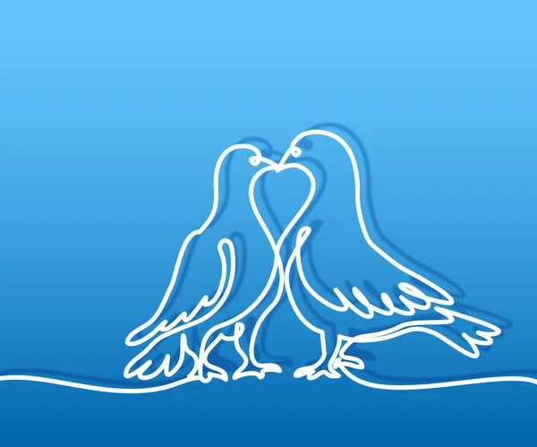 Logo de dos palomas. Blanco sobre fondo azul degradado — Archivo Imágenes Vectoriales
