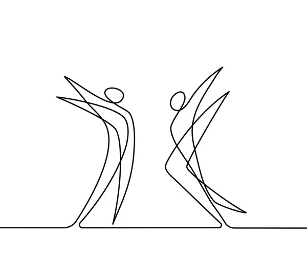 Disegno a linee continue di ballerini astratti — Vettoriale Stock