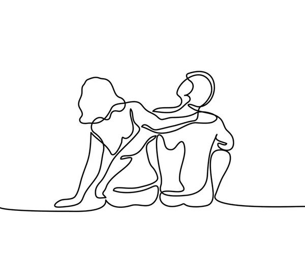 Jeune couple amoureux assis — Image vectorielle