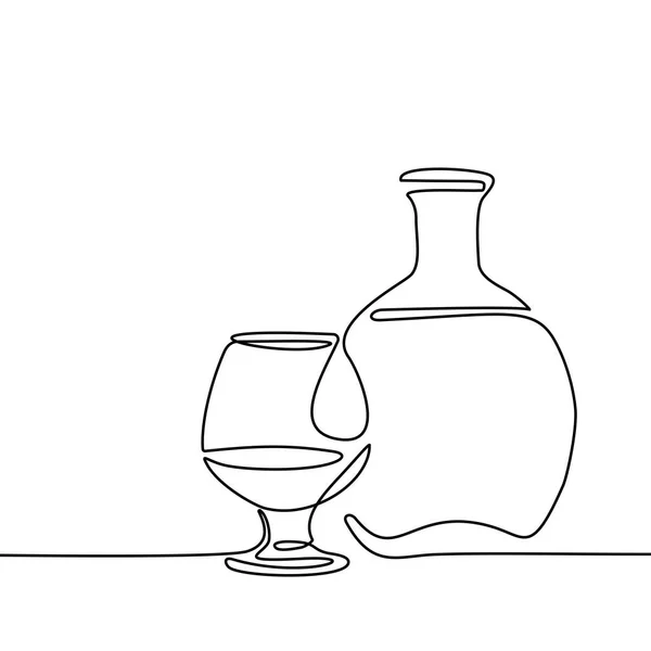 Cognac flaska och glas isolerade — Stock vektor