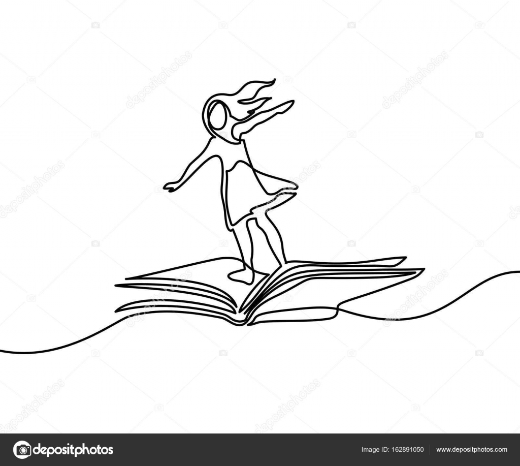 Little girl flying on book in the sky Stock Vector by ©Valenty 162891050, image size:1024x917