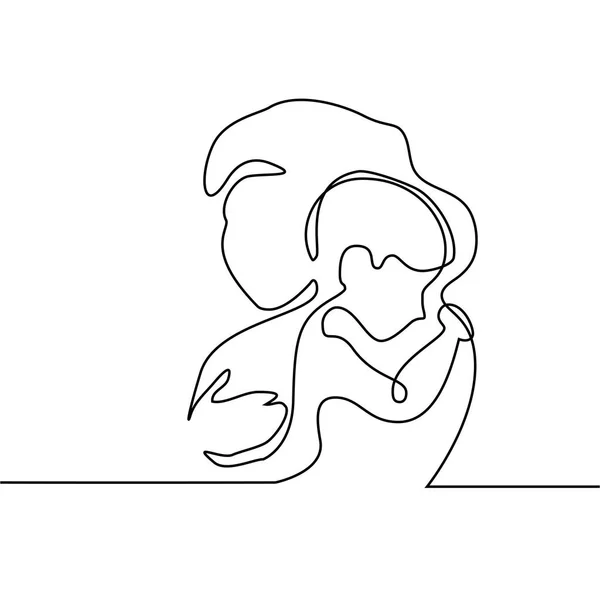 Simple line art d'une mère tenant son bébé — Image vectorielle