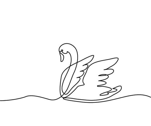 Swan logotipo uma linha de desenho — Vetor de Stock