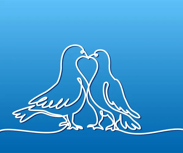 两只鸽子的标志。白色在蓝色渐变背景 — 图库矢量图片
