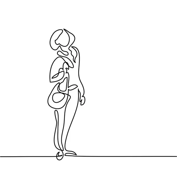 Mode stående kvinna med väska — Stock vektor