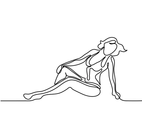Kvinna som sitter på stranden — Stock vektor