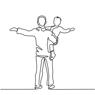 Baba ile oğlu onun kollarında