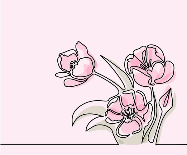 Dibujo de hermosa flor tulipanes — Archivo Imágenes Vectoriales