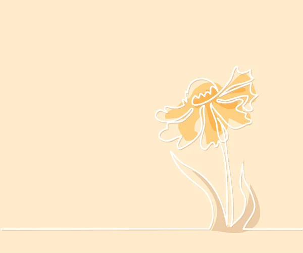 Dibujo de hermosa flor con mariposa — Vector de stock
