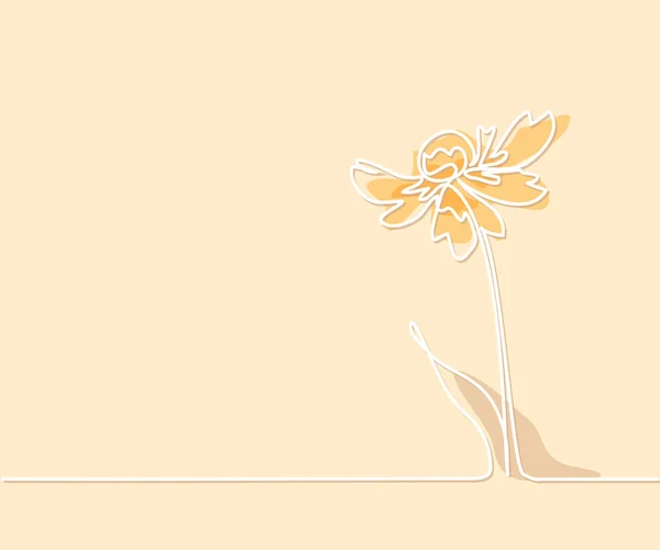 Dibujo de hermosa flor con mariposa — Vector de stock