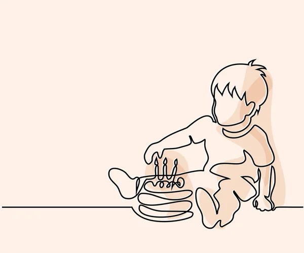 Doğum günü pastası ile küçük çocuk — Stok Vektör
