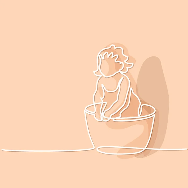 Bébé mignon se baigne dans la cuvette . — Image vectorielle