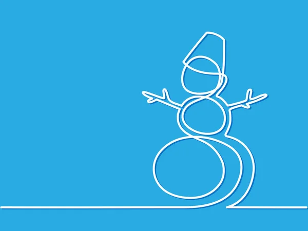 Natale inverno pupazzo di neve su sfondo blu . — Vettoriale Stock