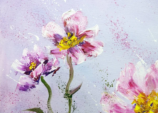 Μοντέρνο στυλ χέρι ζωγραφισμένα στα λουλούδια ροζ παιώνιες. — Φωτογραφία Αρχείου