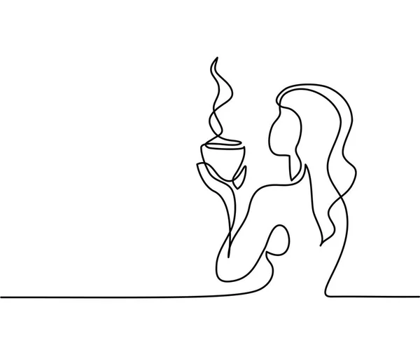 Mulher com chávena de chá. Ilustração vetorial . — Vetor de Stock