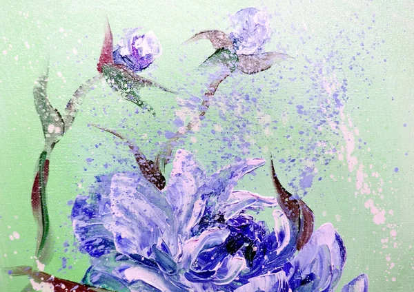 Estilo moderno pintado à mão Flores de peônias roxas — Fotografia de Stock