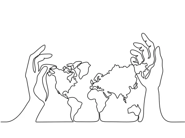 Carte de la Terre entre les mains des humains — Image vectorielle