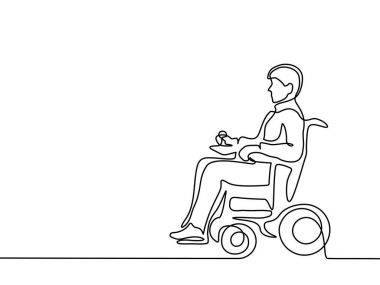 Disabled man on electric wheelchair clipart