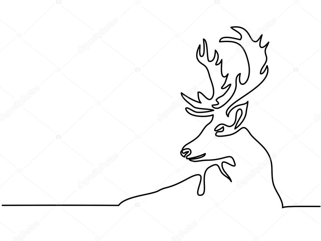 continuous line drawing of Christmas reindeer