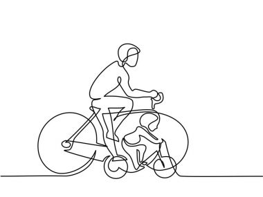 Baba oğul sürücü bisiklet ile