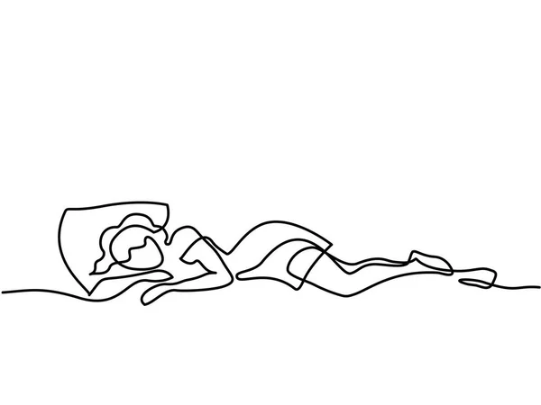 Mulher bonita em pose de dormir no travesseiro — Vetor de Stock