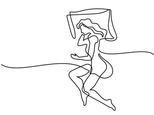 Mulher bonita em pose de dormir no travesseiro —  Vetores de Stock