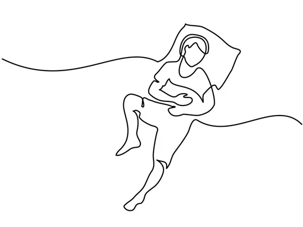 Человек в спящей позе на подушке — стоковый вектор