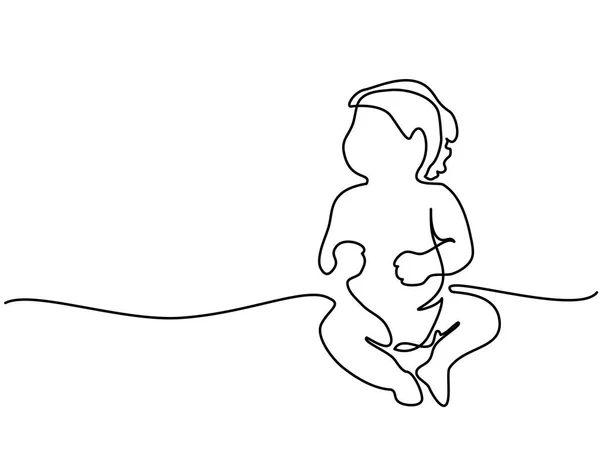 Şirin bebek beyaz zemin üzerine oturuyor — Stok Vektör