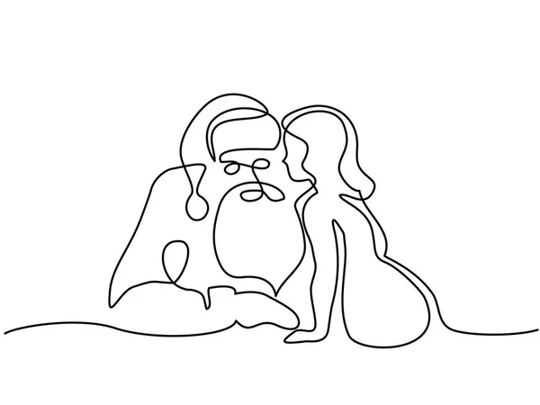 Santa Claus Escucha los deseos de una niña pequeña — Vector de stock