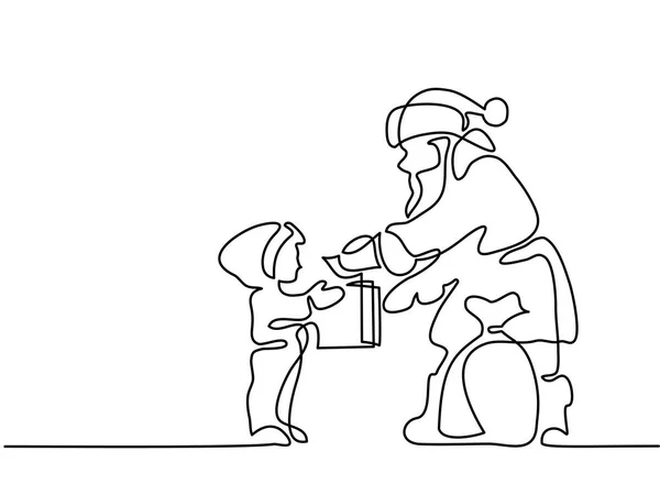 Санта-Клаус преподносит подарок маленькому ребенку — стоковый вектор