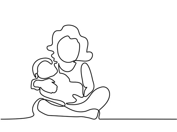 Niña jugando con su hermano recién nacido — Vector de stock