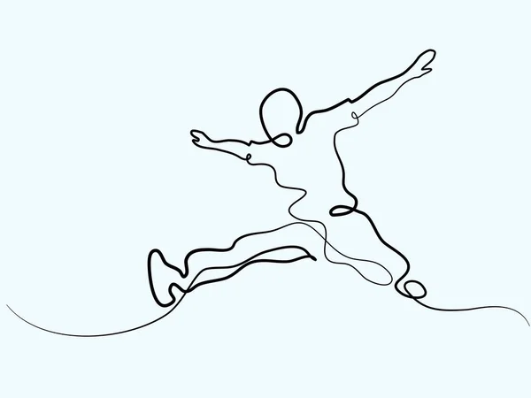Folyamatos vonalas rajz. Boldog jumping ember — Stock Vector