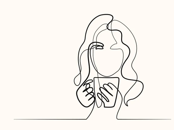 Retrato abstracto de una mujer con taza de té — Vector de stock