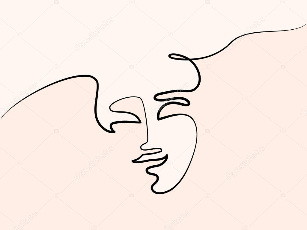 Continuous line drawing. Abstract portrait of a woman. Vector illustration.