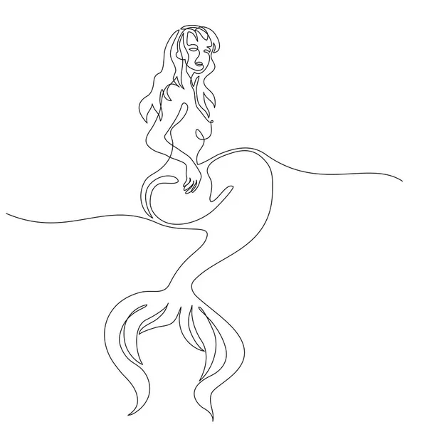 Sirène nager dans le se — Image vectorielle