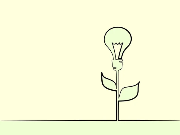Электрическая лампочка с листьями — стоковый вектор
