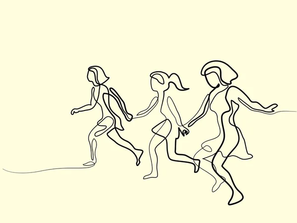 Trois coureurs - dessin en ligne continue — Image vectorielle