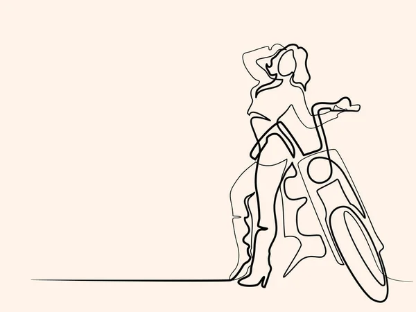 Femme debout près de moto — Image vectorielle