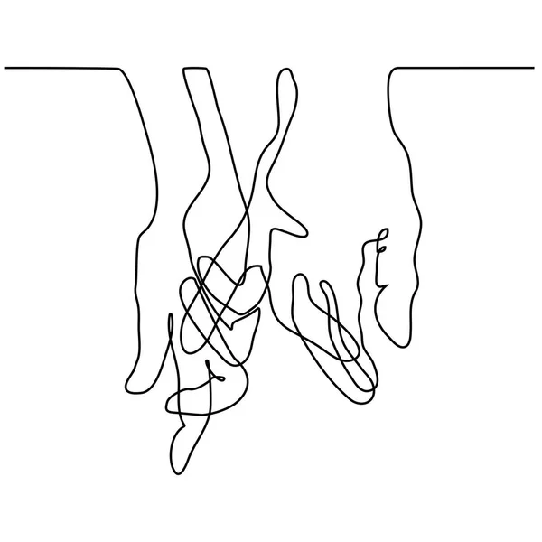 Gambar garis kontinu dari pegangan tangan bersama - Stok Vektor