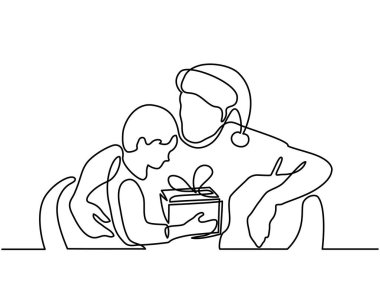 Baba ve oğul Noel hediyesi ile