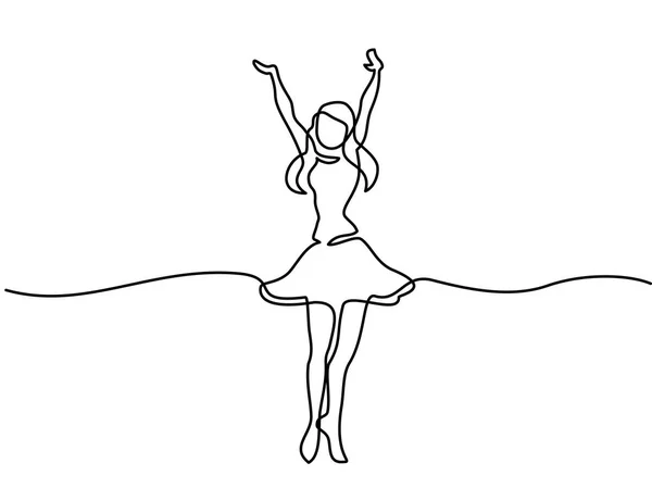 Happy woman in skirt dancing — Stock Vector