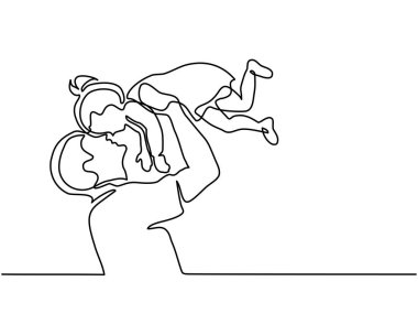 Baba holding mutlu kız kadar havada