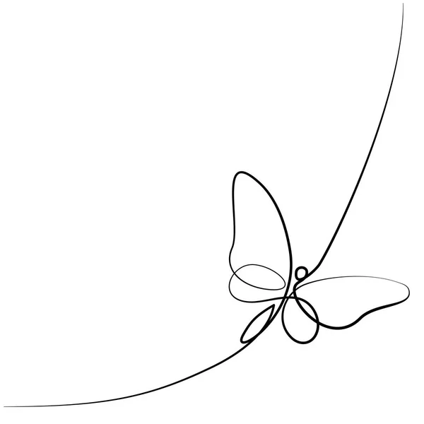 Continuous line butterfly — Stock Vector