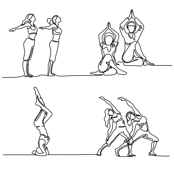 Набір Жінка робить вправи в позі йоги — стоковий вектор
