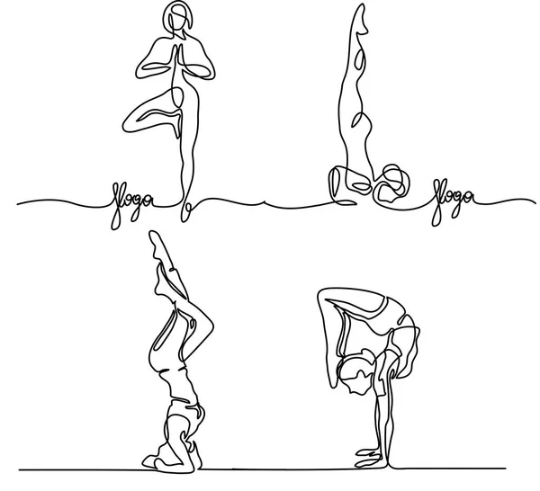 Set Mujer haciendo ejercicio en pose de yoga — Vector de stock