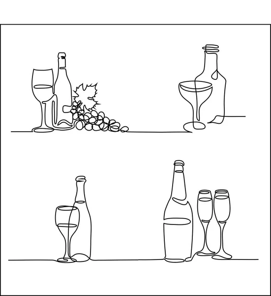 Set bouteille et verre isolé — Image vectorielle